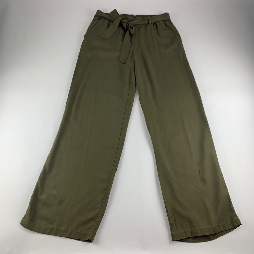 Old Navy Olive Green Wide Leg Pants with Tie Waist